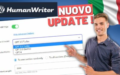 Human Writer AI (UPDATE)! Ora Con GPT-4 e Scrive in Italiano!