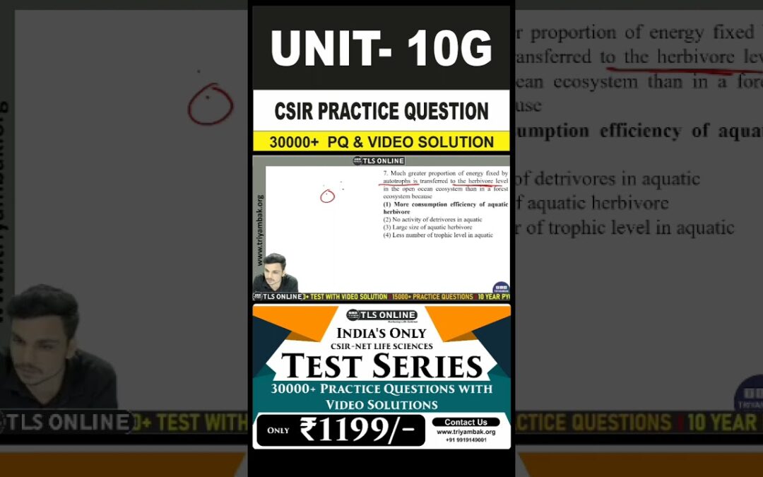 | CSIR Practice Question | Unit 10. Ecological Principles | Topic: G) Ecosystem Ecology |