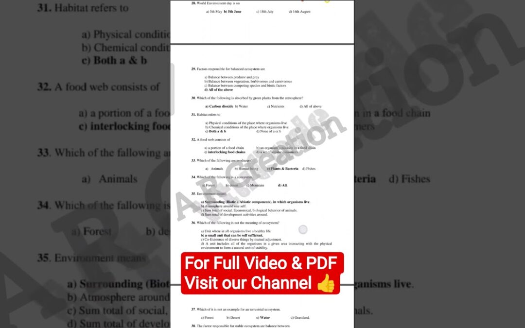 5th SEM EVS MODULE 1 MCQ’S || BESK508 #vtu #viral #evs
